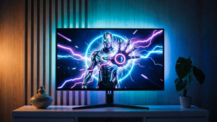 Smart TVs Have A Big Problem With Automatic Brightness - Here's How To Fix It | Smart Tech, Sharp Takes - CRYOVEX.com Close-up of a modern flat-screen television displaying a bright image in a dimly lit room