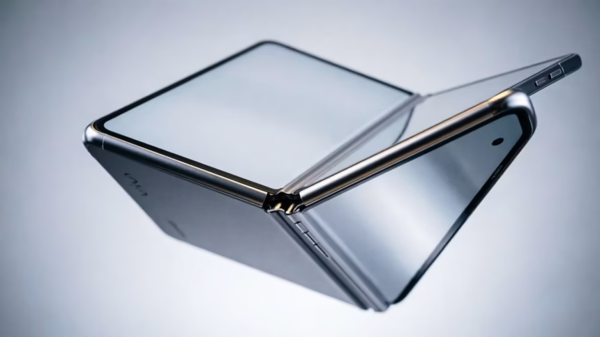 vivo X Fold6 Global Launch Confirmed: Specs and Availability Details | Smart Tech, Sharp Takes - CRYOVEX.com Front view of the folded vivo x fold6 smartphone showing the cover screen