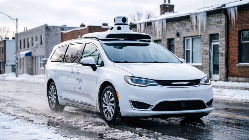 Waymo Confirms Toronto Robotaxi Testing Ahead of 2028 Launch | Smart Tech, Sharp Takes - CRYOVEX.com A waymo autonomous vehicle driving on a city street with visible sensor equipment on the roof