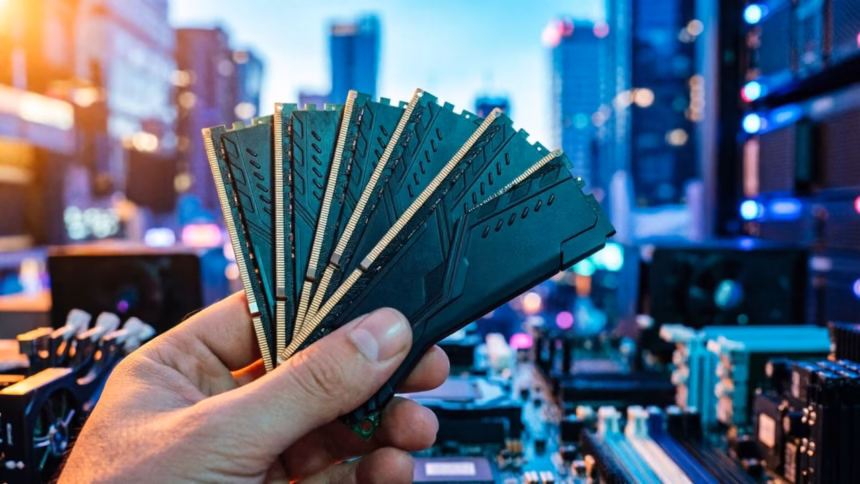 Why Adding Four DDR5 Sticks to Your AM5 PC Might Slow You Down | Smart Tech, Sharp Takes - CRYOVEX.com Close-up view of four ddr5 memory modules installed in the slots of an amd am5 motherboard