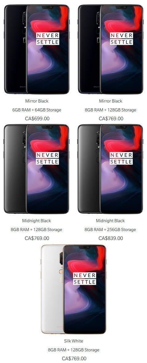 Oneplus 6 Pricing Specs Canada Ottawa Martin Android News